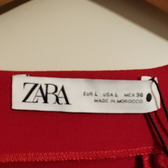 Zara Red Long Sleeve Midi Dress BNWT - Picture 7 of 9